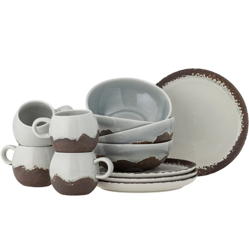 Paula Morgenmadssæt, Brun, Stentøj 4 x 3 stk 82060940 by Bloomingville color Sort