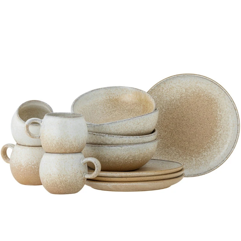 Paula Morgenmadssæt, Natur, Stentøj 4 x 3 stk 82060941 by Bloomingville color Sort