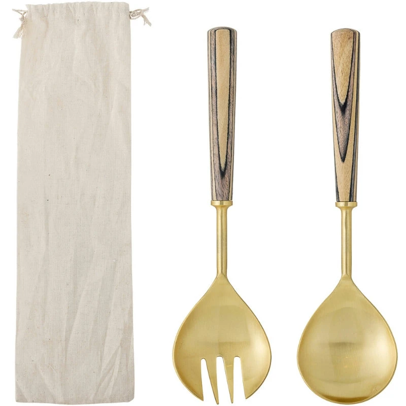 Fumio Salatsæt, Guld, Rustfri Stål 2 stk 82068255 by Bloomingville color Sort