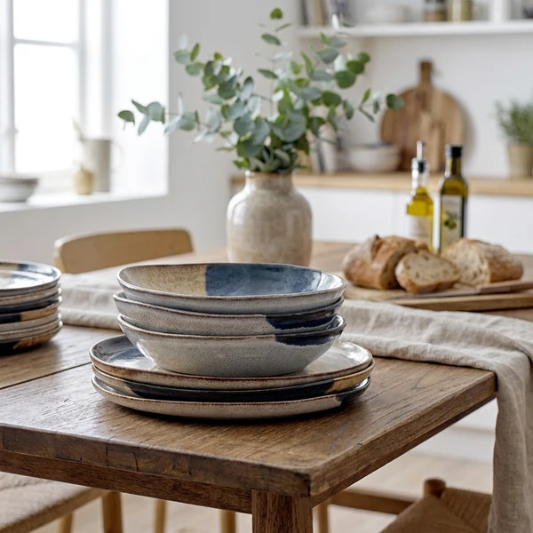 Jules Bordservice Sæt, Grå, Stentøj 4x3 stk 82068690 by Bloomingville color Sort