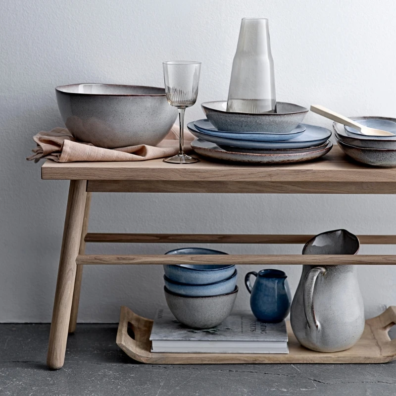 Sandrine Morgenmadssæt, Blå, Stentøj 4x3 stk 82068732 by Bloomingville color Sort