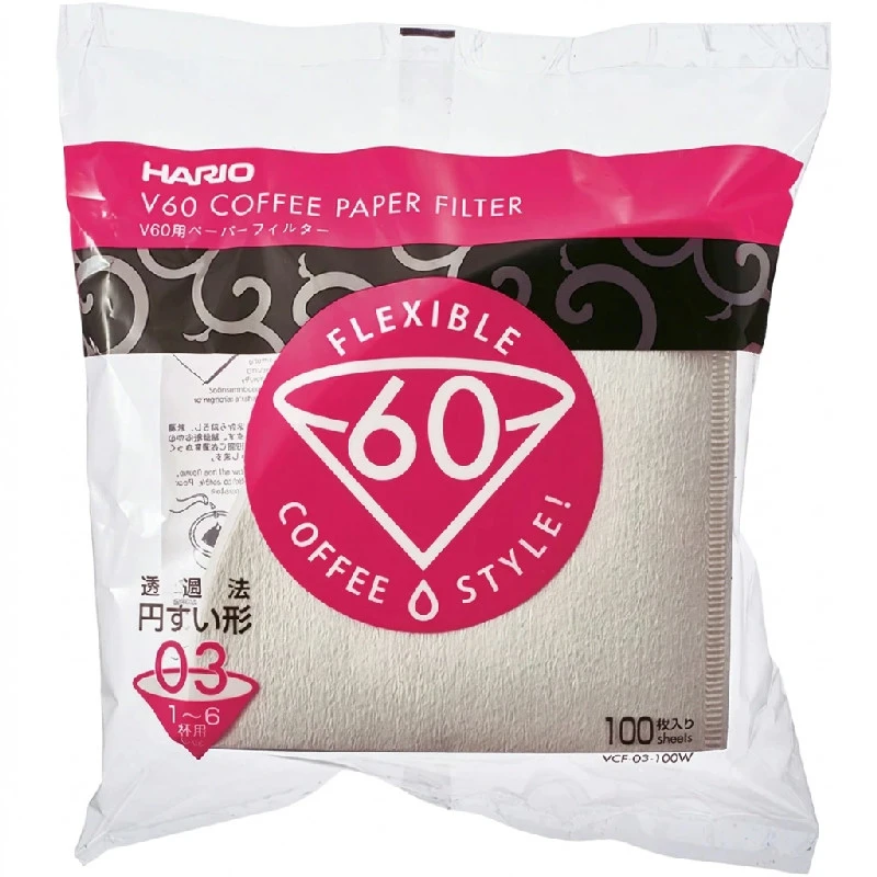 V60 Papirfilter 03 Hvide 100 stk. - Hario VCF-03-100W by Hario color Sort
