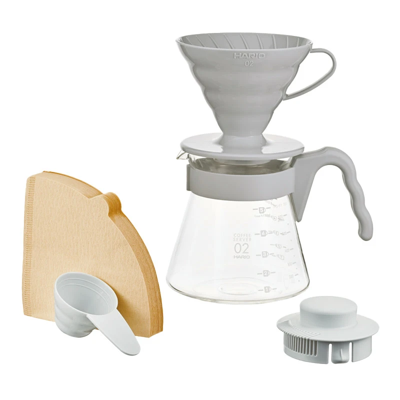 V60 Kaffeserver 02 sæt / Lys grå - Hario VCSD-02-PGR by Hario color Sort