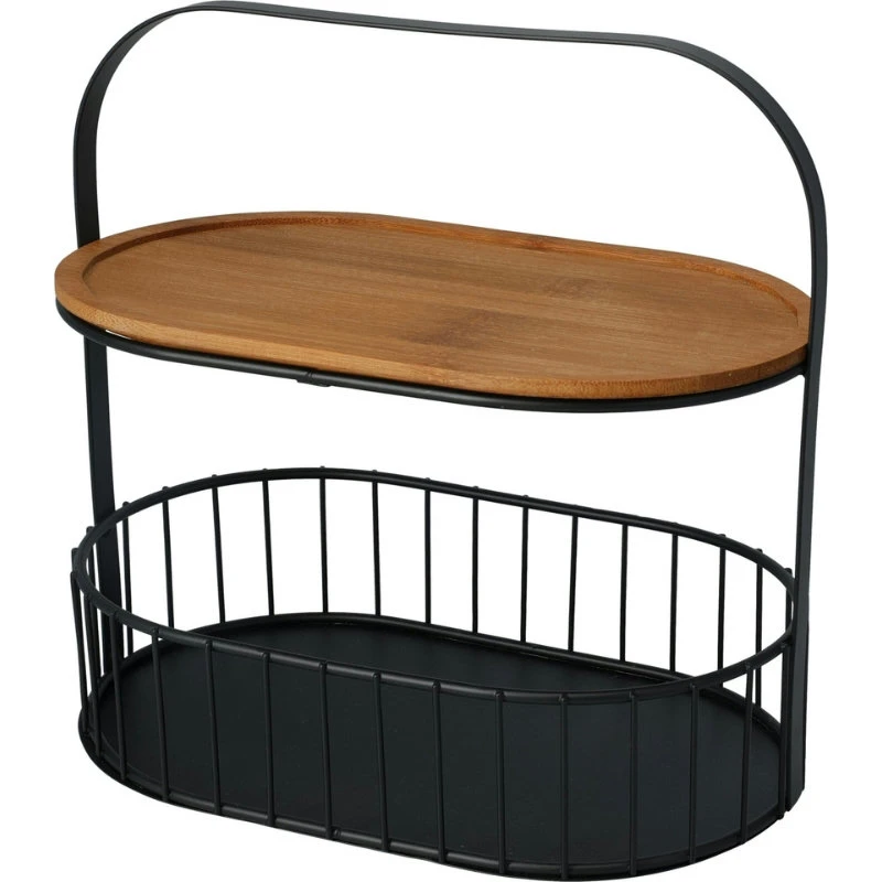 Serveringssæt i metal og bambus 210001640 by Koop color Sort