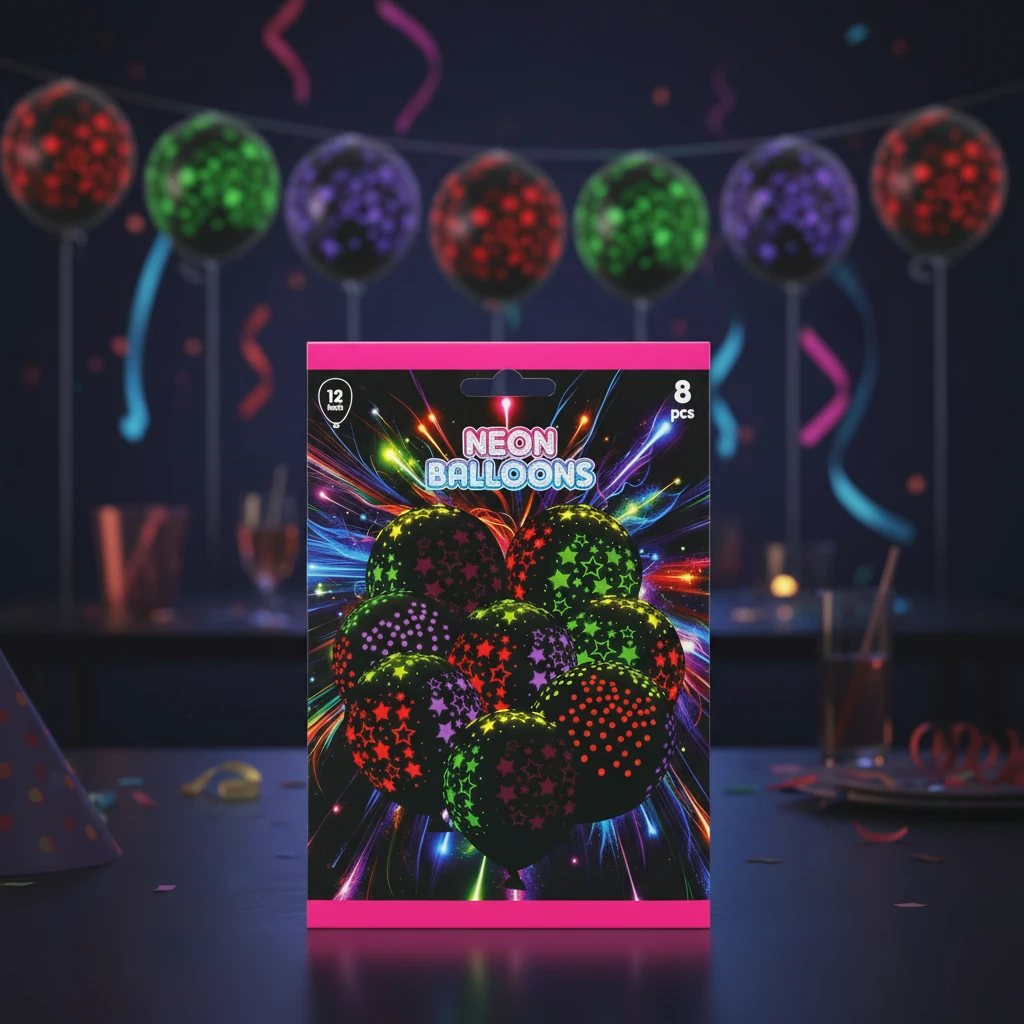 Balloner neon sæt med 8 stk. 491030310 by Koop color Sort