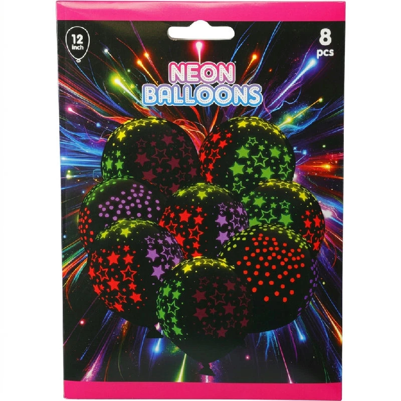 Balloner neon sæt med 8 stk. 491030310 by Koop color Sort