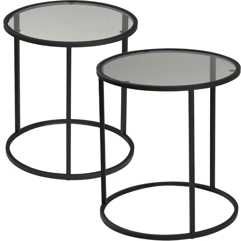 Sidebord sæt af 2 i glas og metal DD1001530 by Koop color Sort