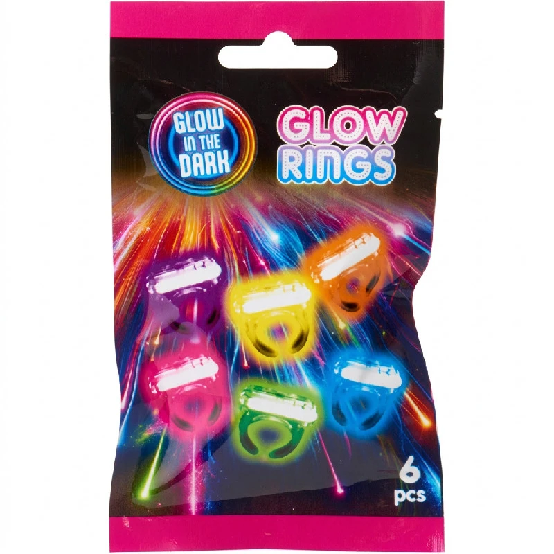 Selvlysende ringe sæt med 6 stk. DL8000080 by Koop color Sort