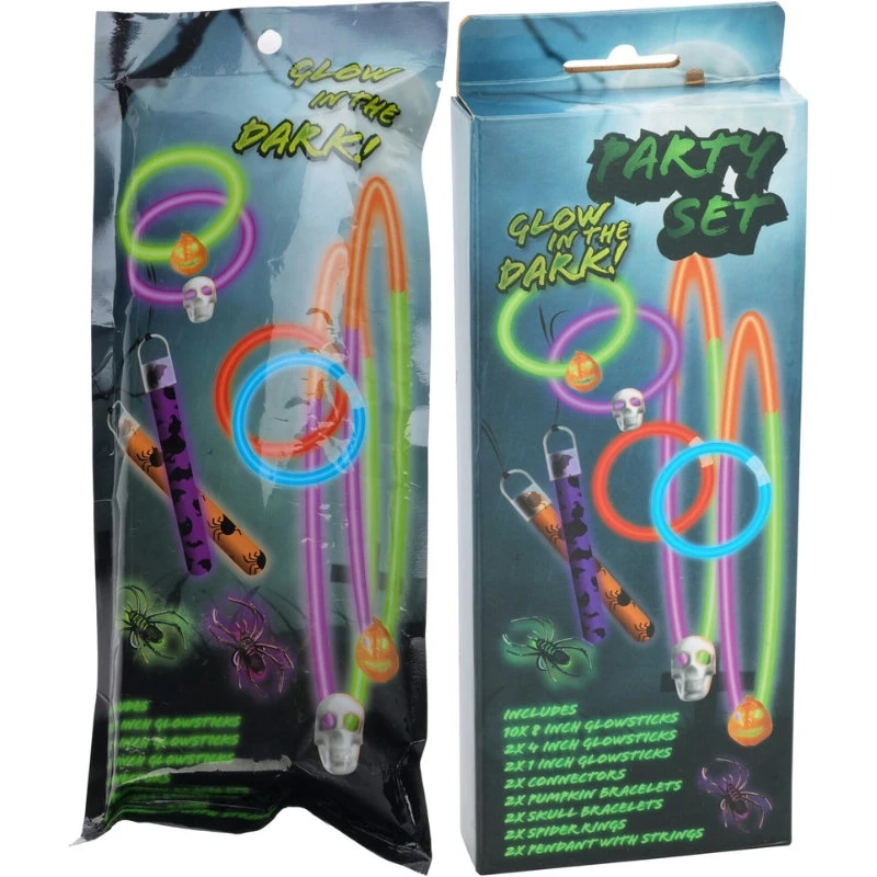 Halloween party pakke med selvlysende sæt DL8600010 by Koop color Sort