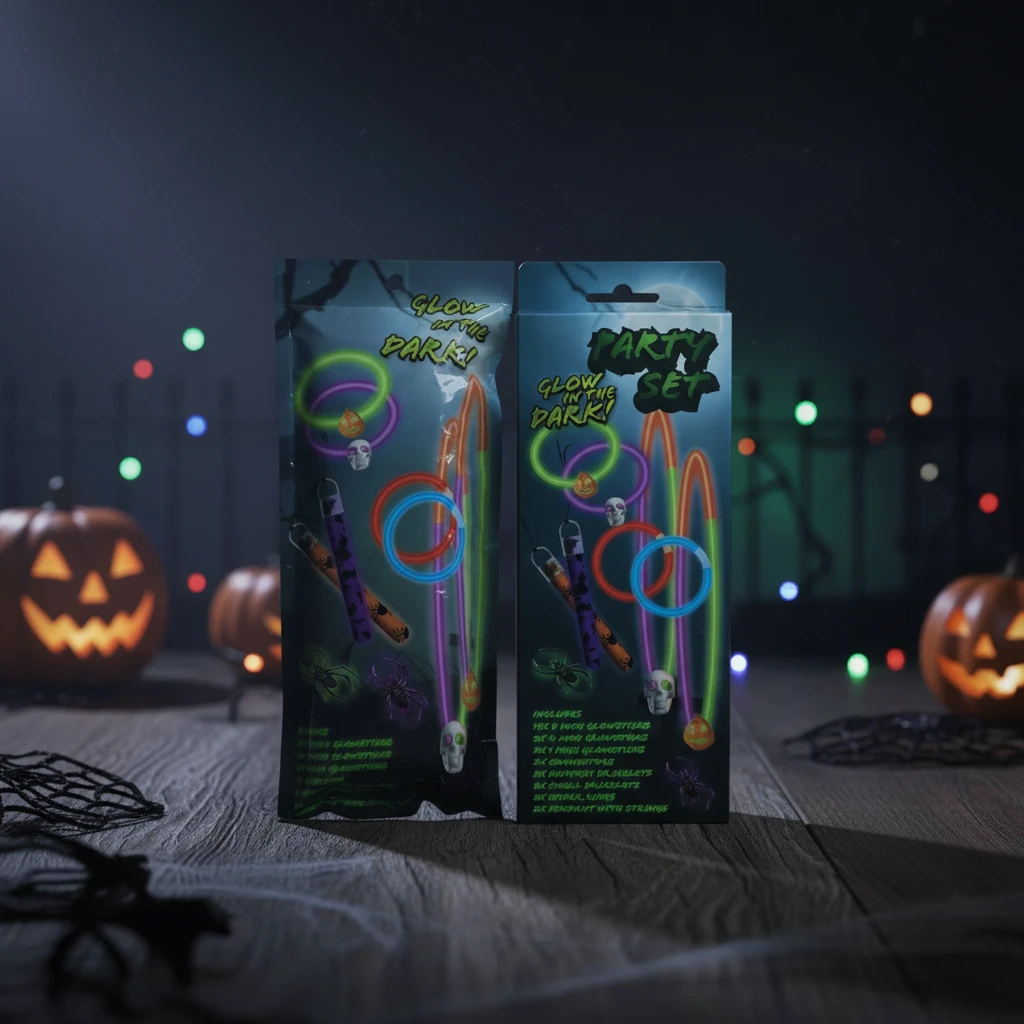 Halloween party pakke med selvlysende sæt DL8600010 by Koop color Sort