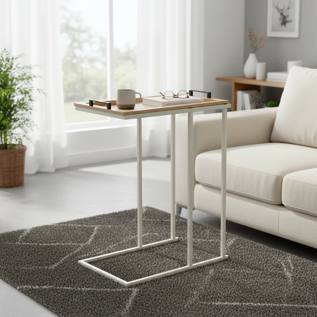 Sidebord råhvid ramme MDF 40x40x65 cm NB1510510 by Koop color Sort