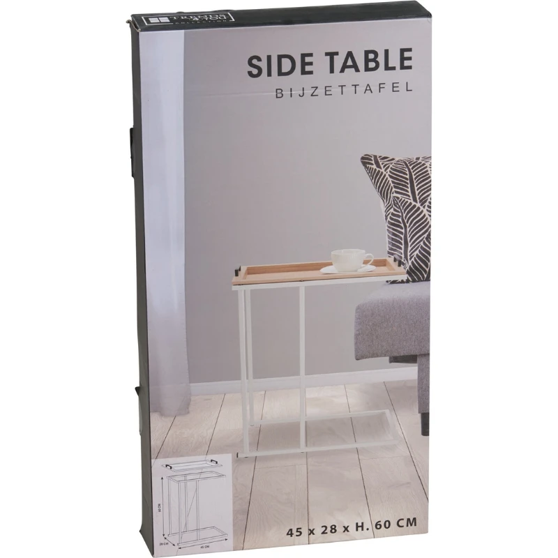 Sidebord råhvid ramme MDF 40x40x65 cm NB1510510 by Koop color Sort