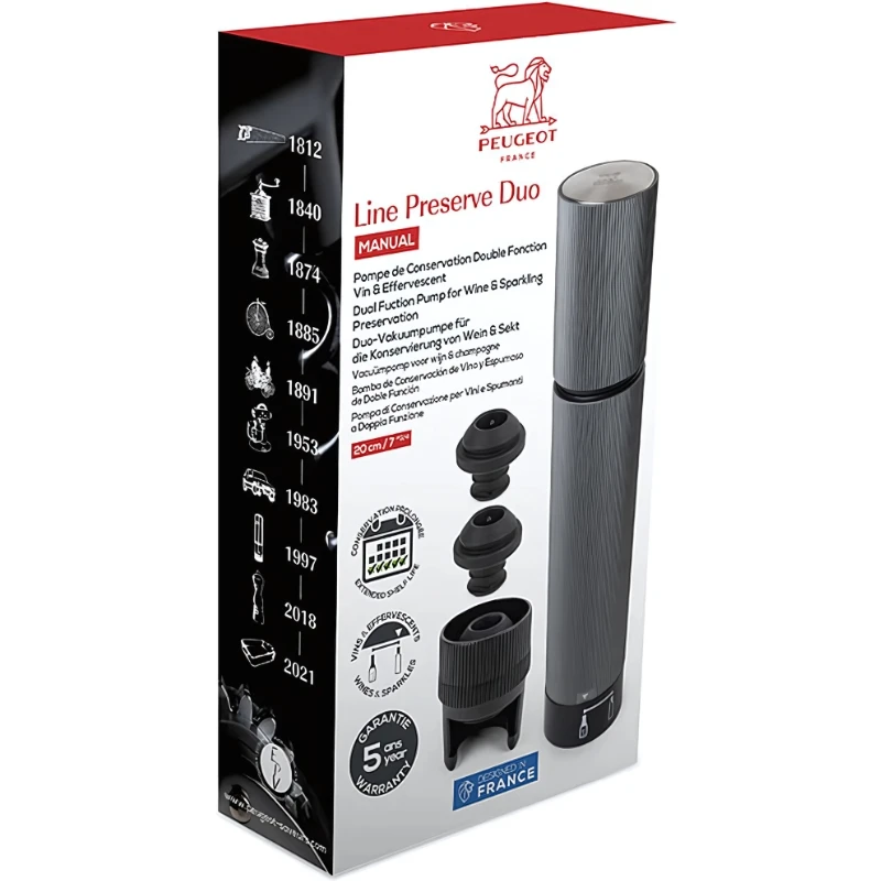 Peugeot Line Preserve Duo vakuumpumpe til vin og champagne 210861 by Peugeot color Aluminium