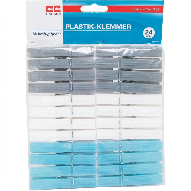 CC Hansen Plastikklemmer 24 stk. Assorteret 1011AG by CC Hansen color Assorteret