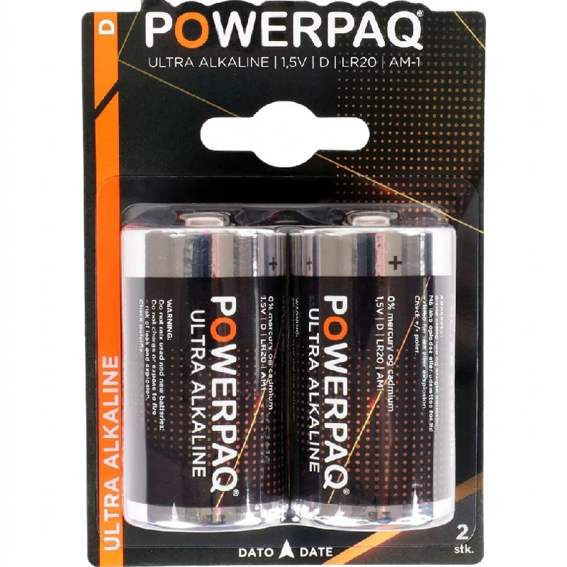 Batterier | Ultra alkaline D | PowerPaq 12922AG by PowerPaq color Sort/guld