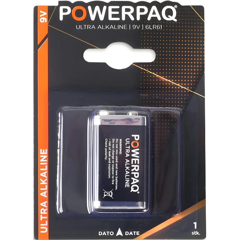Batterier | Ultra alkaline 9V | PowerPaq 12924AG by PowerPaq color Sort/guld