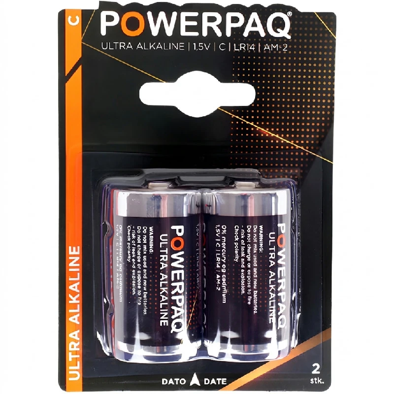 PowerPaq Ultra Alkaline C batterier 12923AG by PowerPaq color Sort/guld