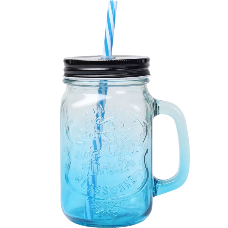 Drikkeglas med låg og sugerør | Blå 13911AG by Royal Series color Sort