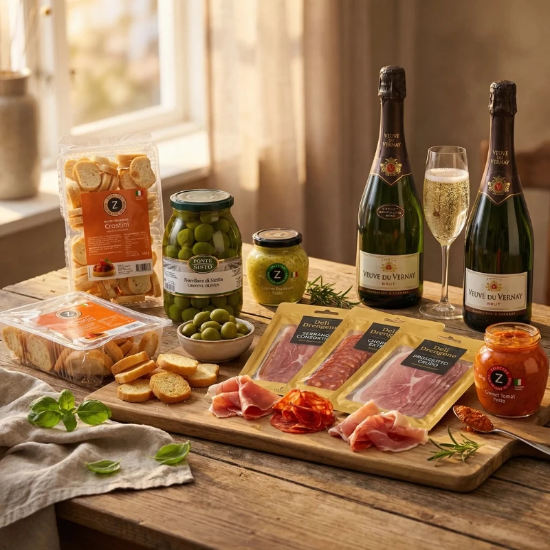 Den lille velkomstpakke Tapas & Vin til 2-4 Personer Bundle122 by Bundle color Sort
