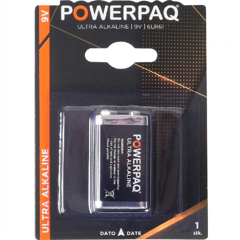 PowerPaq Ultra alkaline 9V batteri 1 stk. 12926AG by PowerPaq color Sort/guld