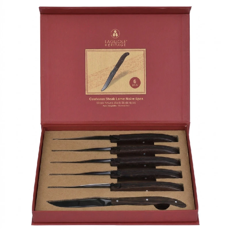Laguiole Herit Steakknive i Sort, 6 stk. 40273024 by Laguiole color Sort
