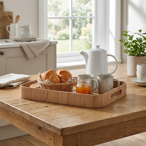 Tjenerbakke Lys Finér Træ 35.5 x 28 cm WVT-B3528L by Genware color Træ