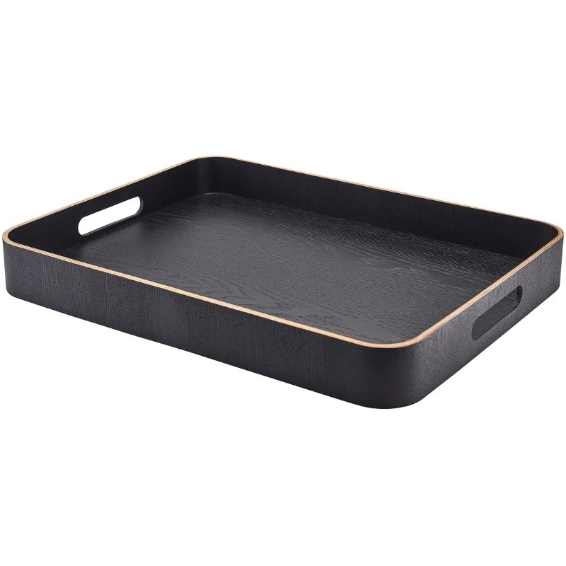 Tjenerbakke Sort Finér Træ 50 x 38 cm WVT-B5038BK by Genware color Sort