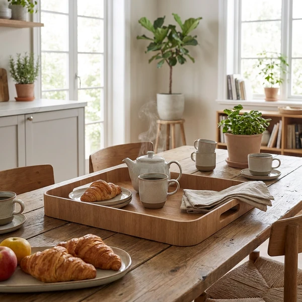 Tjenerbakke lys træfinér 50 x 38 cm WVT-B5038L by Genware color Sort