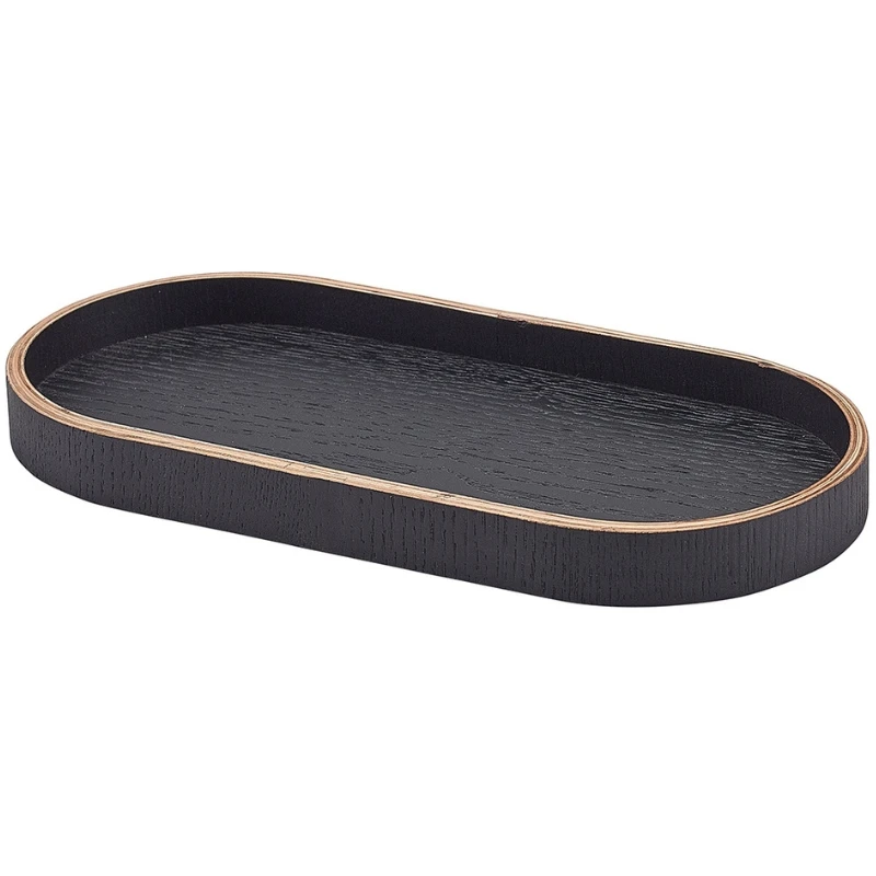 Bakke Oval Sort Finér Træ 23 x 11cm WVT-V23BK by Genware color Sort