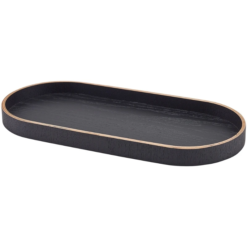 Bakke Oval Sort Finér Træ 35 x 16.5cm WVT-V35BK by Genware color Sort