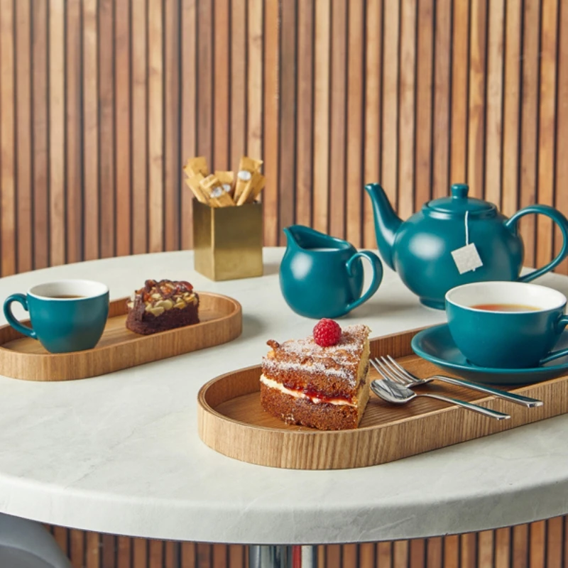 Bakke Oval Lys Finér Træ 35 x 16.5cm WVT-V35L by Genware color Sort