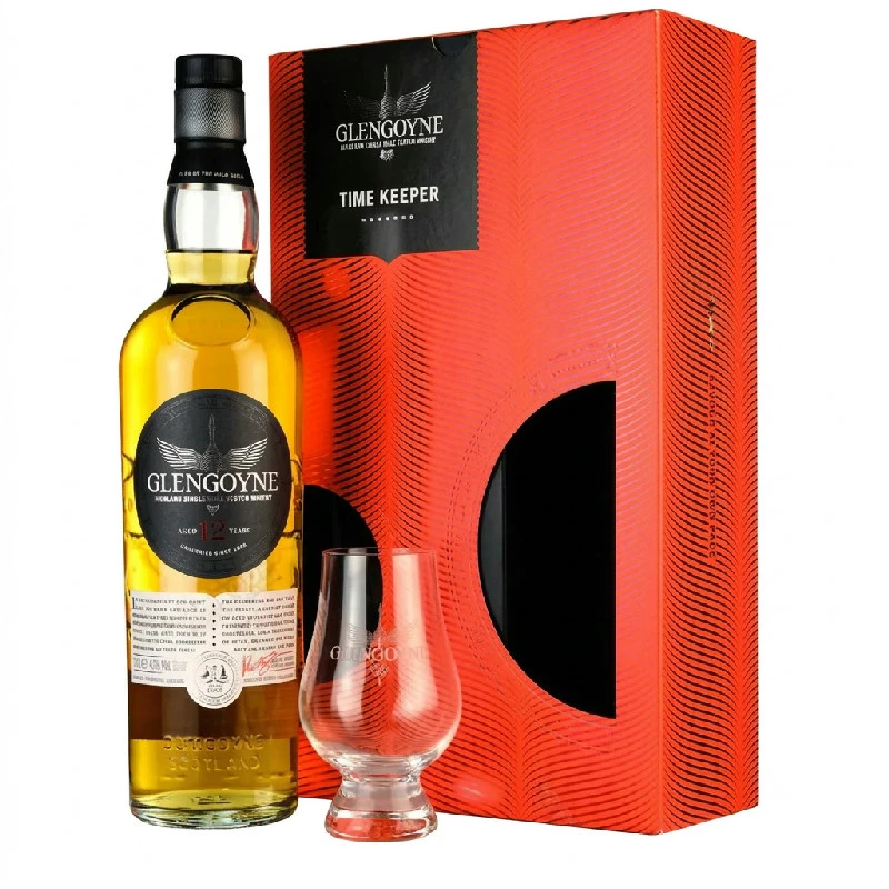 Glengoyne 12 Years Time Keeper Whisky Gavesæt m/ Glas 43% 70 cl L-55-172-00  color Sort