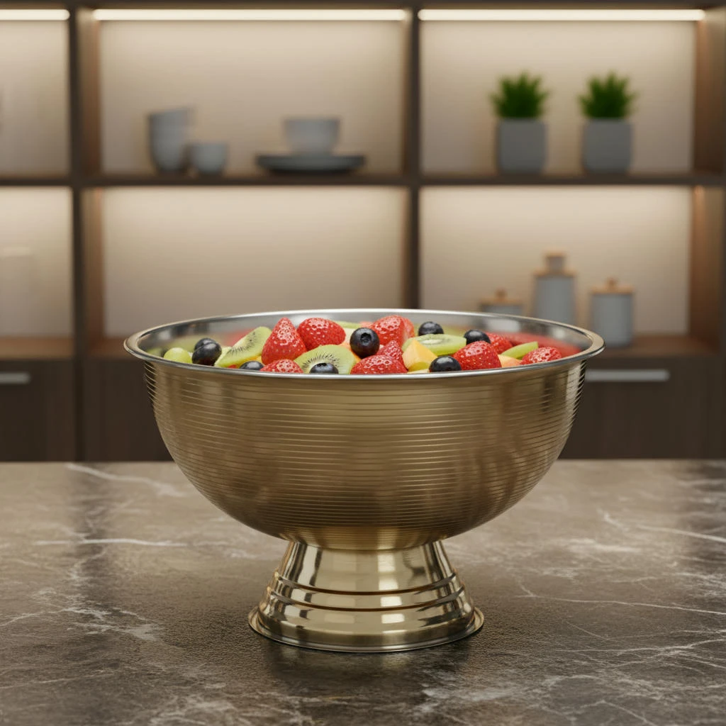 Champagnebowl Guld m. striber Ø39,5cm A12405880  color Sort