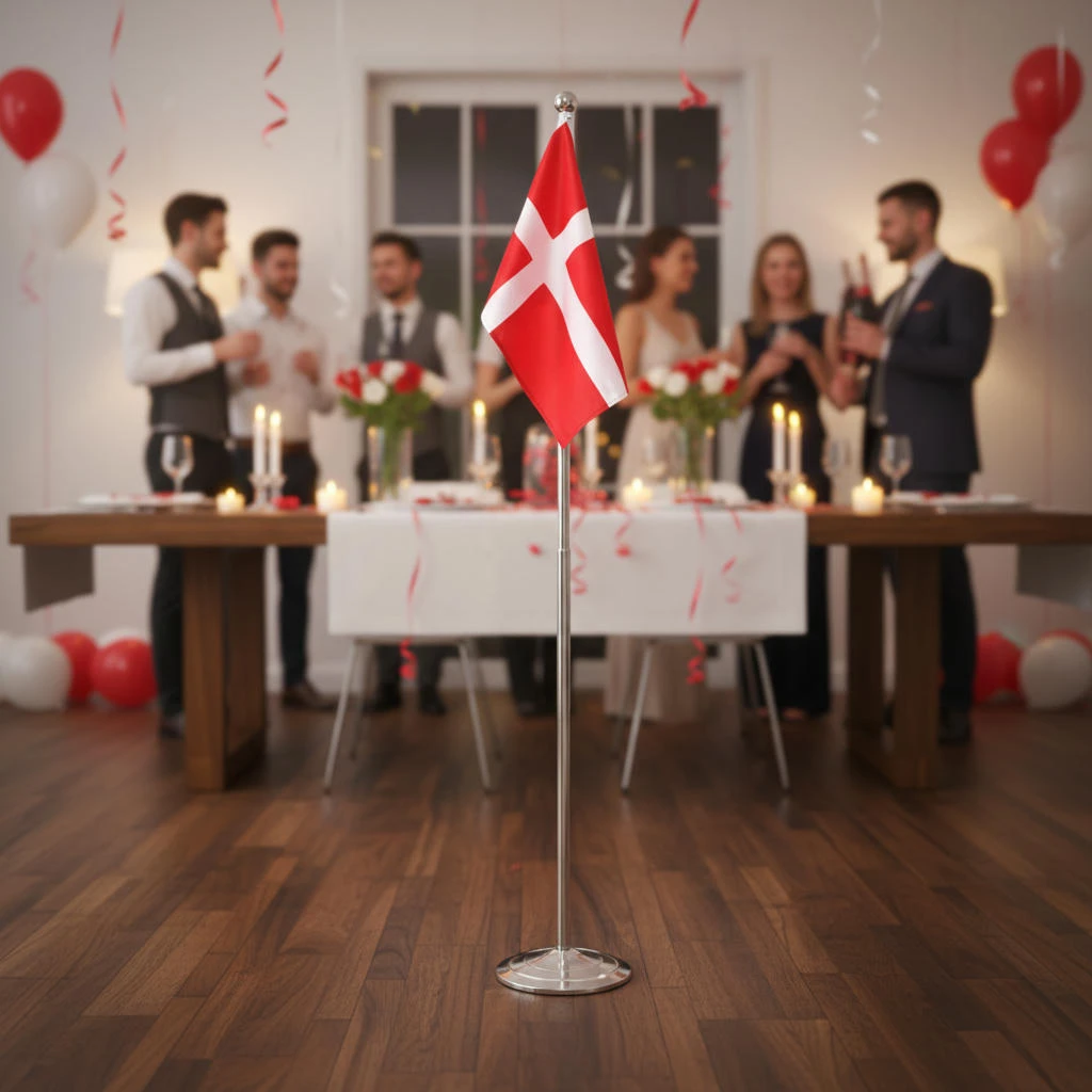 Dannebrog gulvflag i metal højdejusterbart 108-192 cm 4200090  color Sort