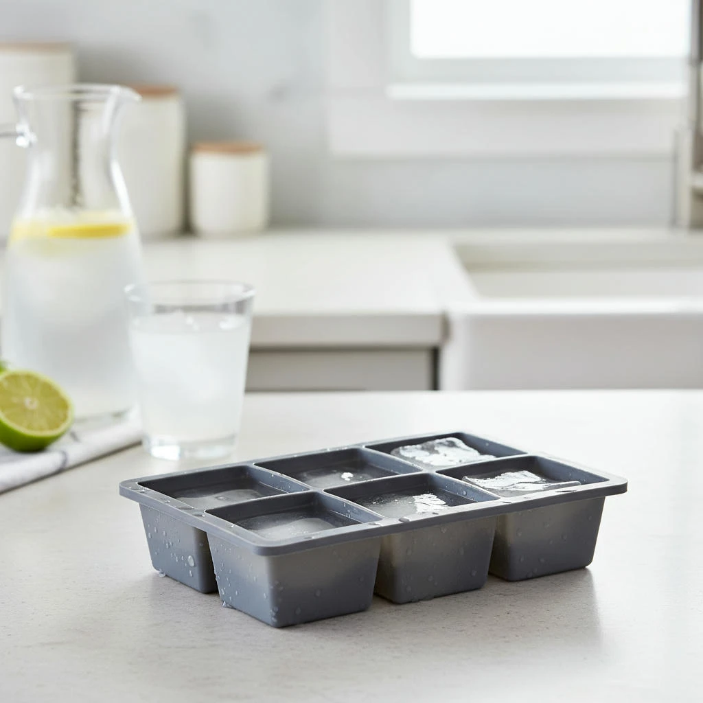 Isterningebakke til 6 store isterninger silikone 16,5x11,5x5 cm 9007226  color Sort