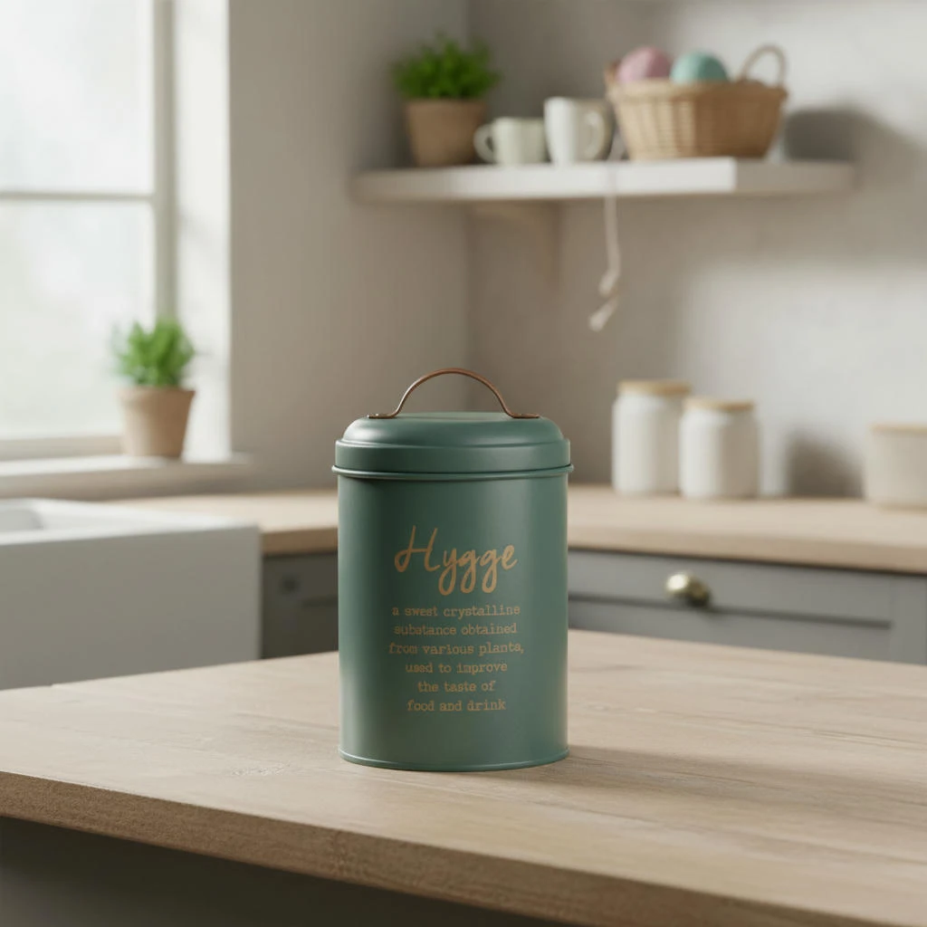 Metalopbevaring hygge Grøn med guld 11x15 cm 2400035  color Sort