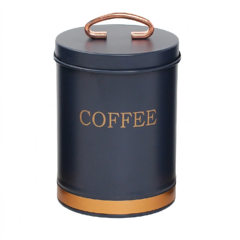 Metalopbevaring kaffe Blå med guld, str. 11x15 cm 2400050  color Sort