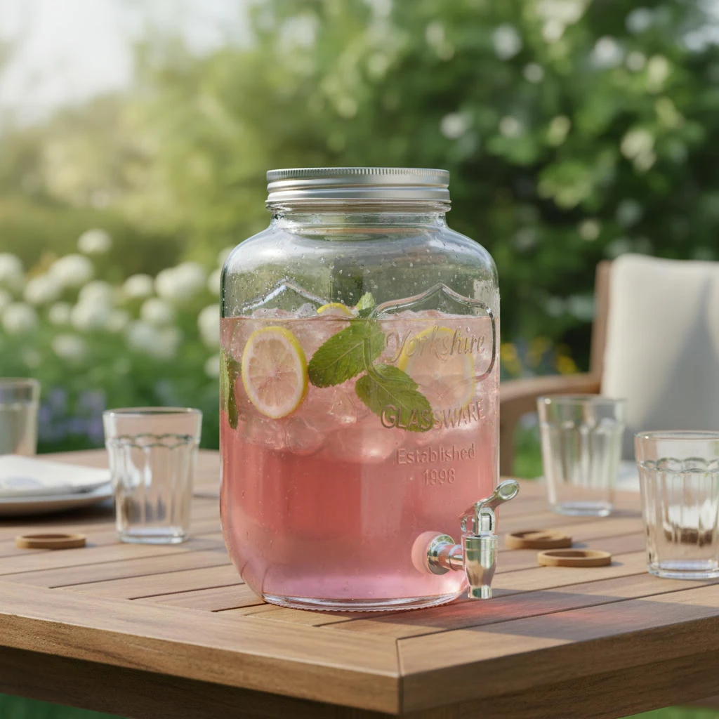 Saftdispenser med tappehane 8 liter 18x18x31 cm klart glas 5000387  color Sort