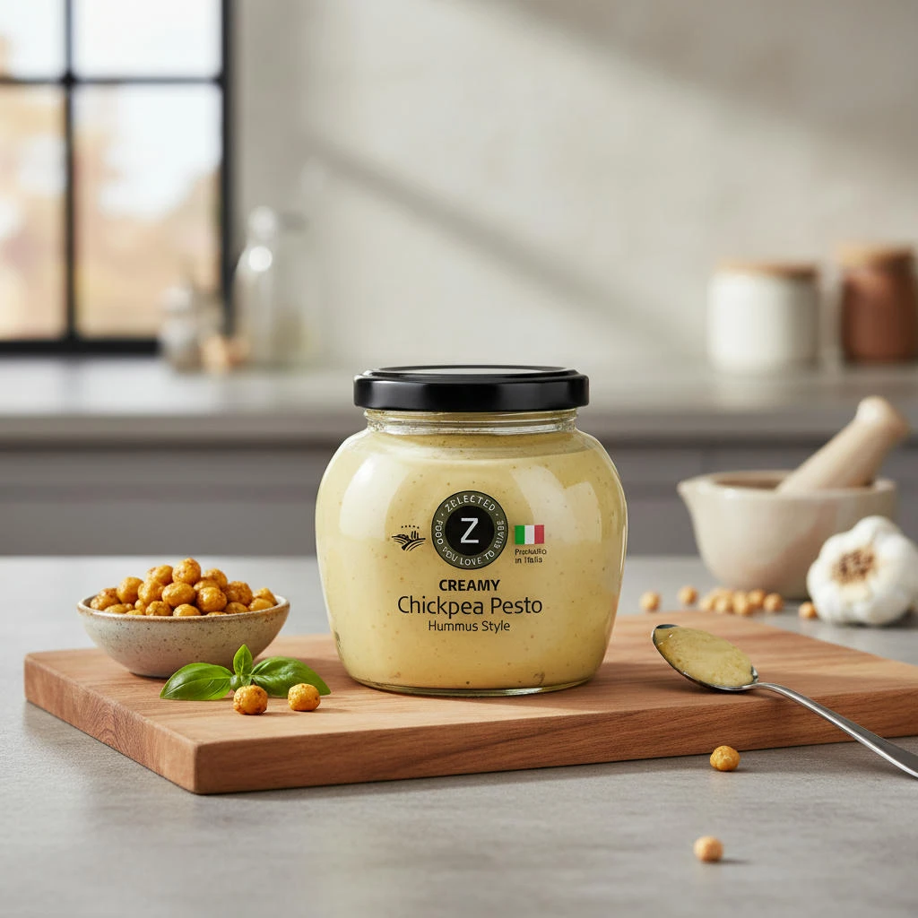 Zelected Cremet Kikært Pesto 190g 11441  color Sort
