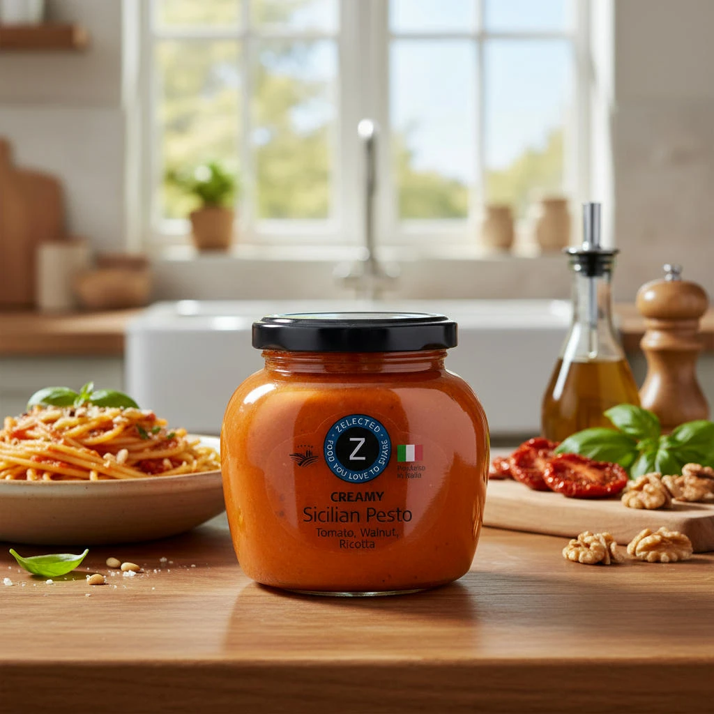 Cremet Siciliansk Pesto 190g Zelected 11443  color Sort
