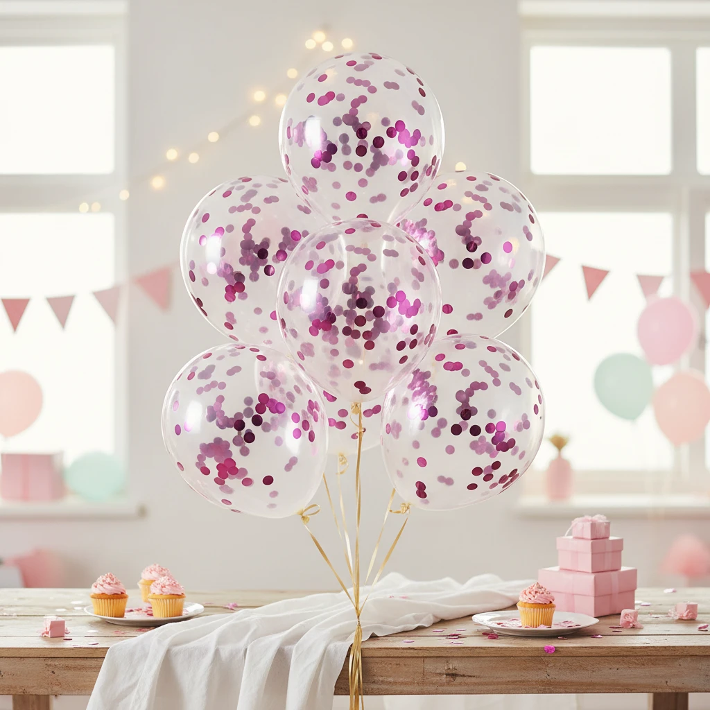 Balloner - konfetti 8 stk lyserød PR2000100  color Sort