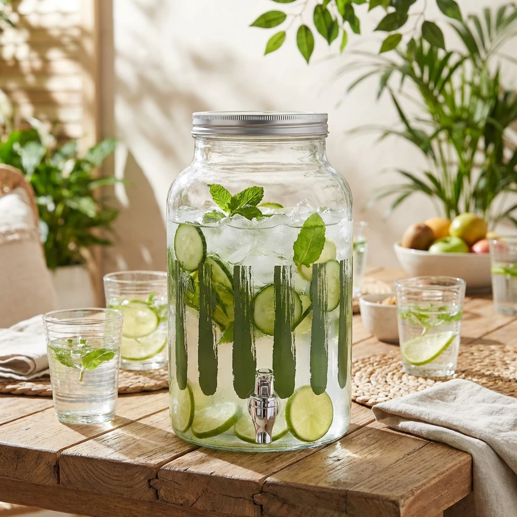 Drinksdispenser Glas Grøn 6L Ø17,8x30,4cm 494709  color Sort