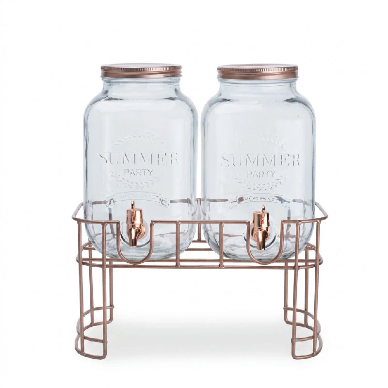Juicedispenser Sæt med Fod 2x3,5L Glas 5972725 by COSY & TRENDY color Sort
