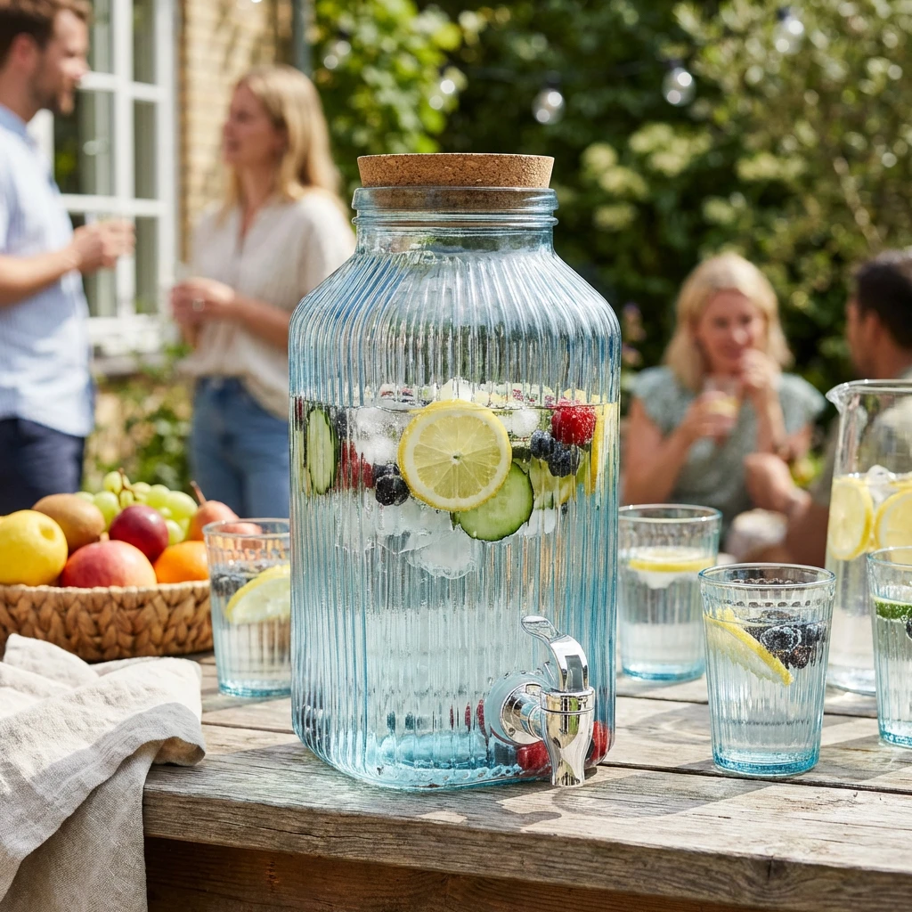 Drinksdispenser Glas Blå 3,35L 5426005 by COSY & TRENDY color Sort