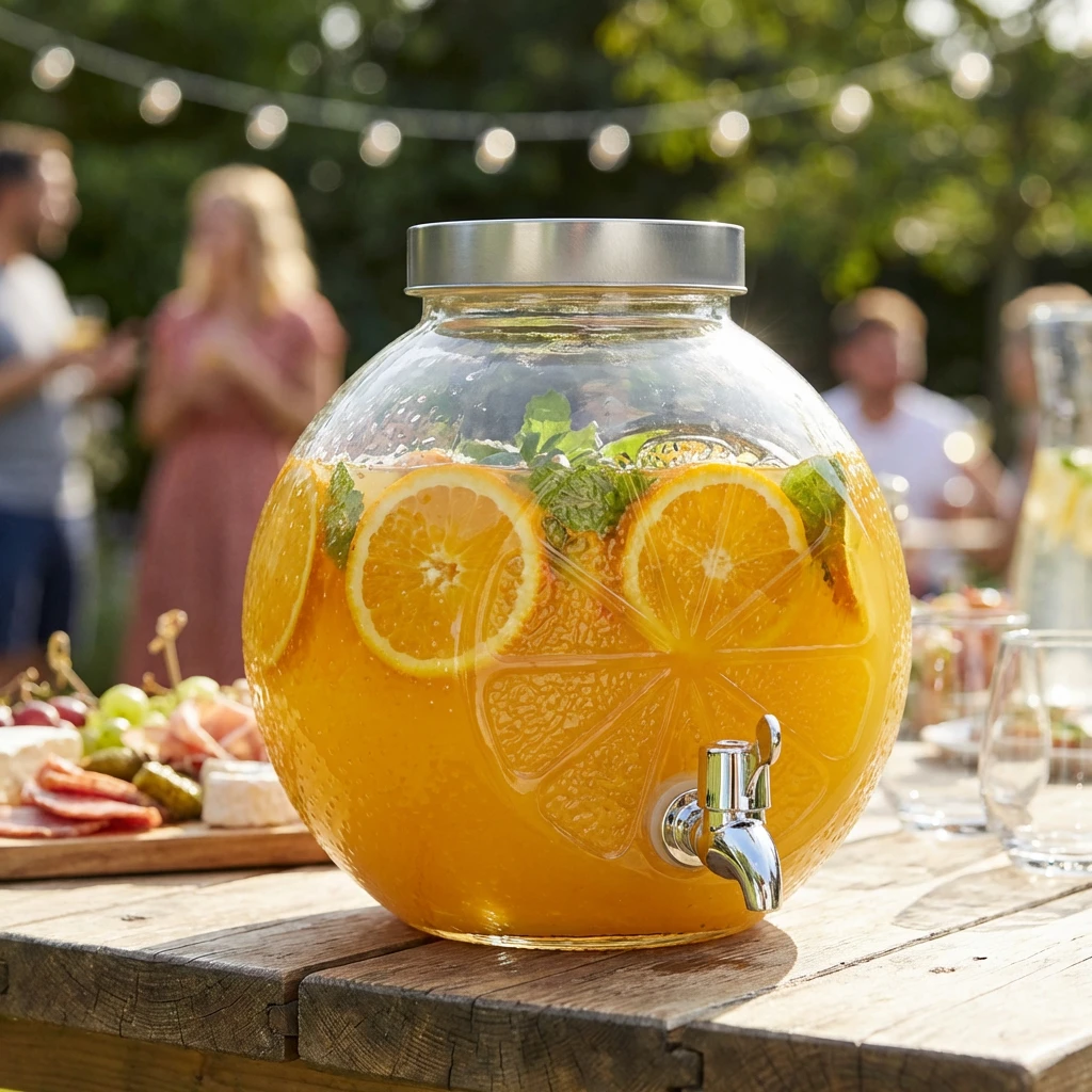 Drinksdispenser Appelsinformet Glas 4L 2492418 by COSY & TRENDY color Sort
