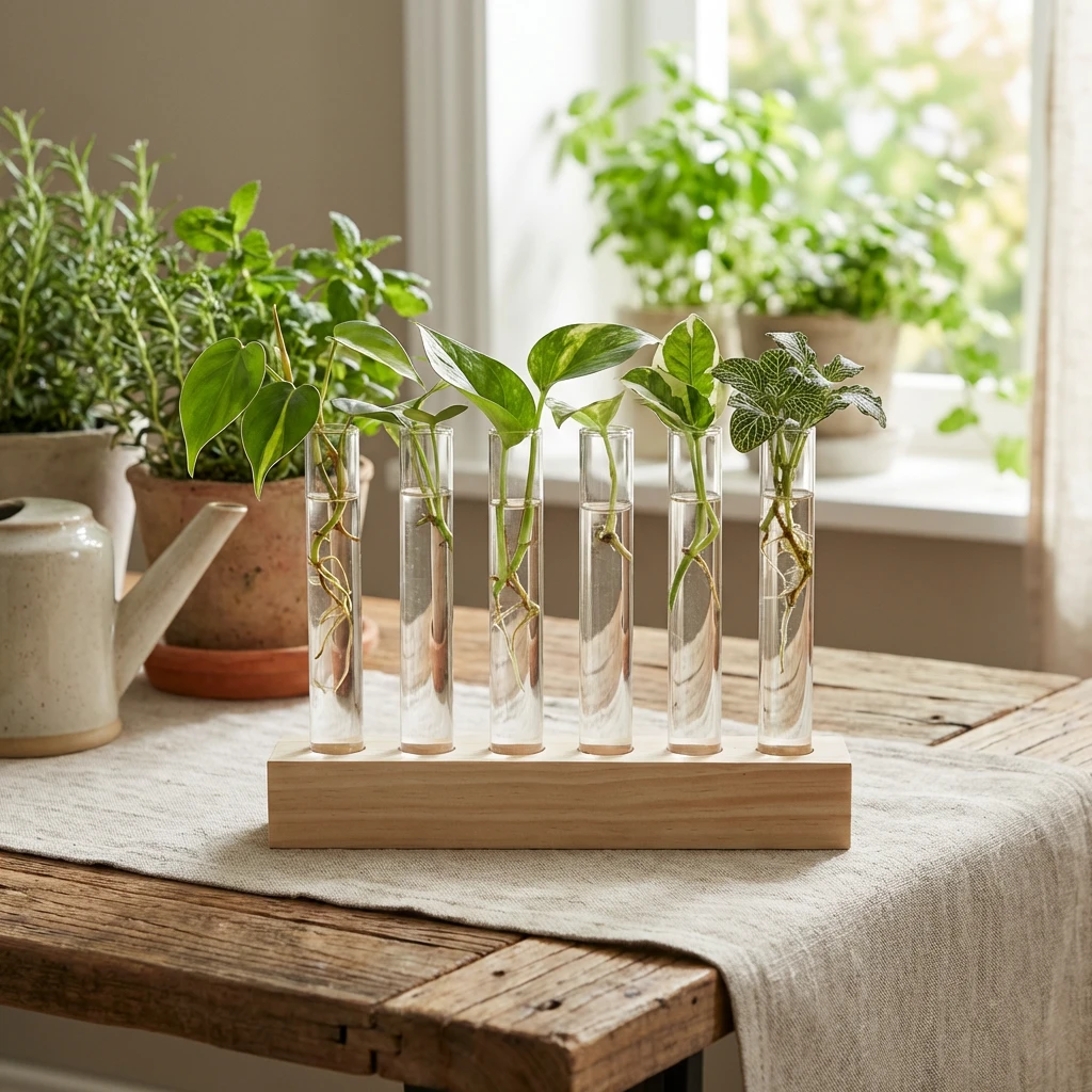 Glasprøverør 6 stk med træholder 14cm 506067  color Sort