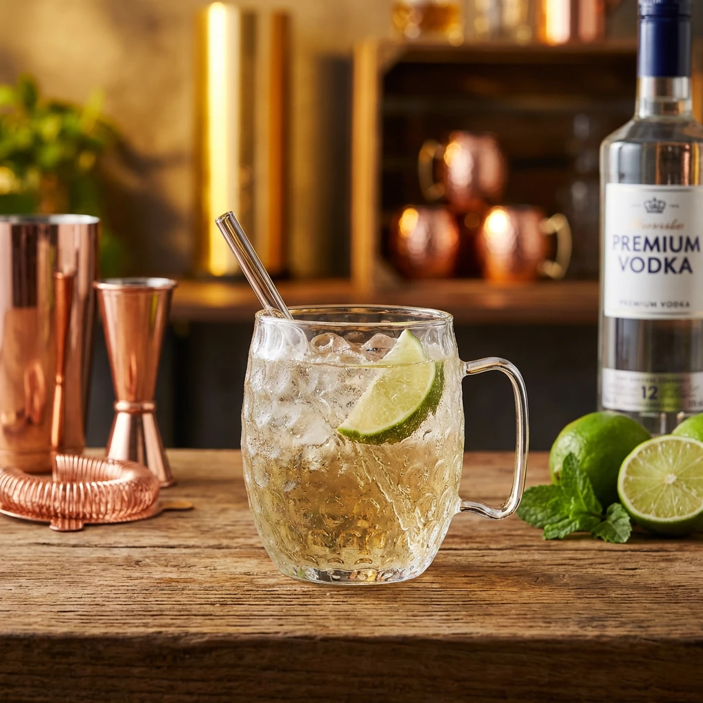 Moscow Mule Glas 2 stk inkl. Sugerør Borosilikatglas 5657006  color Sort