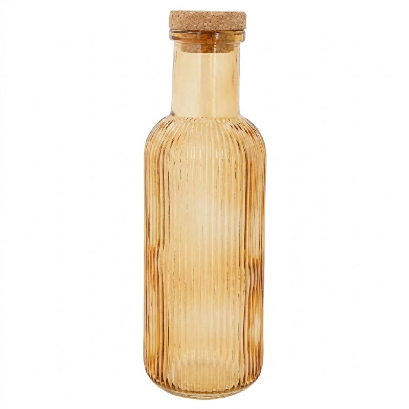 Glasflaske med Korkprop Okker 1L Ø8,7x27,8cm 5426004  color Sort