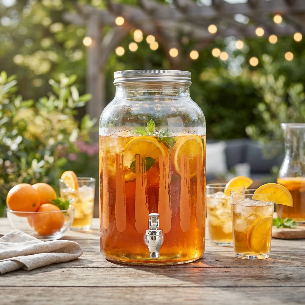 Drinksdispenser Glas Orange 6L Ø17,8x30,4cm 494707 by COSY & TRENDY color Sort