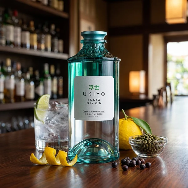 Ukiyo Japanese Tokyo Dry Gin 40% 70 cl L-62-259-00  color Sort